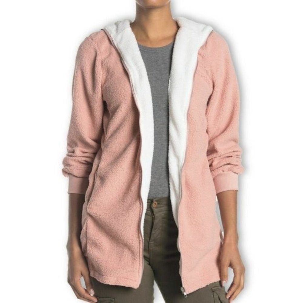 Forgotten Grace Teddy Cozy Sherpa Zip Front Hooded Jacket NWT